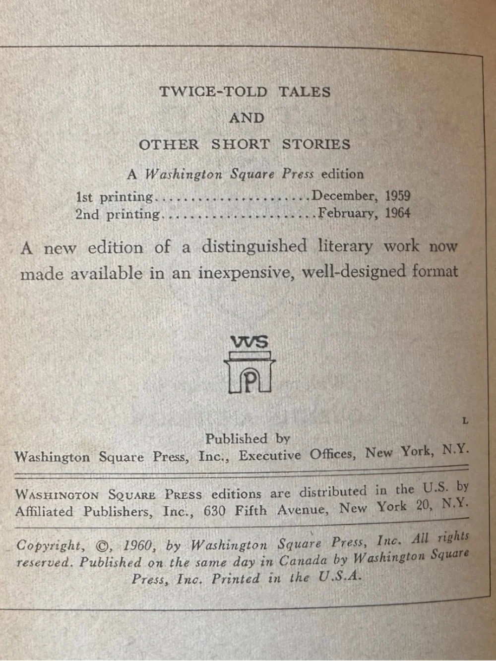 Nathaniel Hawthorne Twice-Told Tales & Other Short Stories Vintage 1964